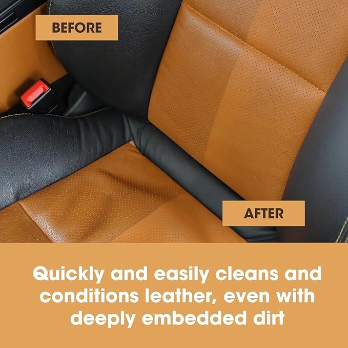 Furniture Clinic Large Leather Care Kit + 2 Pack Applicator Sponges | Leather Cleaner + Conditioning Protection Cream for Furniture | Two 17oz Bottles + 3 Sponges & 1 Cloth