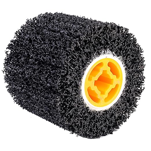4.5" x 4" Abrasive Drawing Wheel Surface Conditioning Tool, 40 Grit Abrasive Drum for Metal Polishing Paint, Rust, Oxidation - 3/4" Quad Keyway for Hand held Polishing Machine(1)
