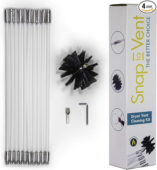 14' Quick Snap Cleaning Kit with Drill Attachment for Dryer Hose and Vent Duct Cleaning - Ziggurat Products