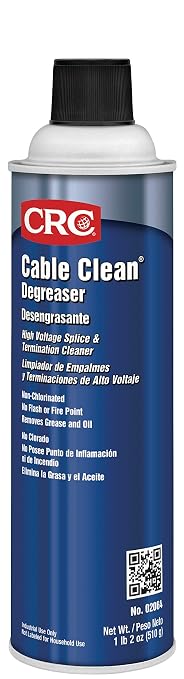 CRC Cable Clean High Voltage Splice Cleaner Plus Heavy Duty Liquid Degreaser, 18 oz Aerosol Can, Clear (Pack of 12)