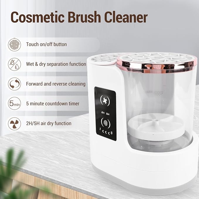 Electric Makeup Brush Cleaner,Multi Use Cosmetic Brush Cleaner, Automatic Makeup Brush Cleaner with Makeup Brush Dryer,Portable USB Deep Cleaning for All Size Makeup Brushes