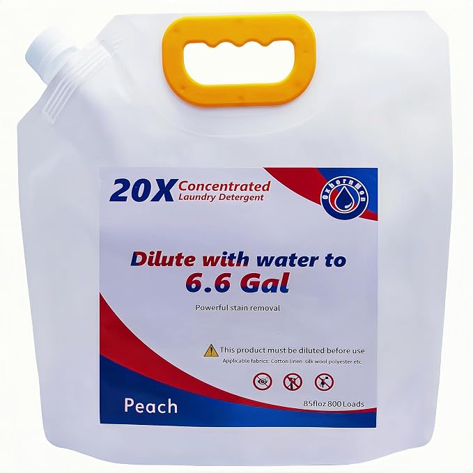 Commercial Bulk Laundry Detergent Refill, 20X Concentrated, Makes 6.6 Gallons (800 Loads) – Heavy-Duty Stain Removal, HE Compatible, Lowest Cost per Load