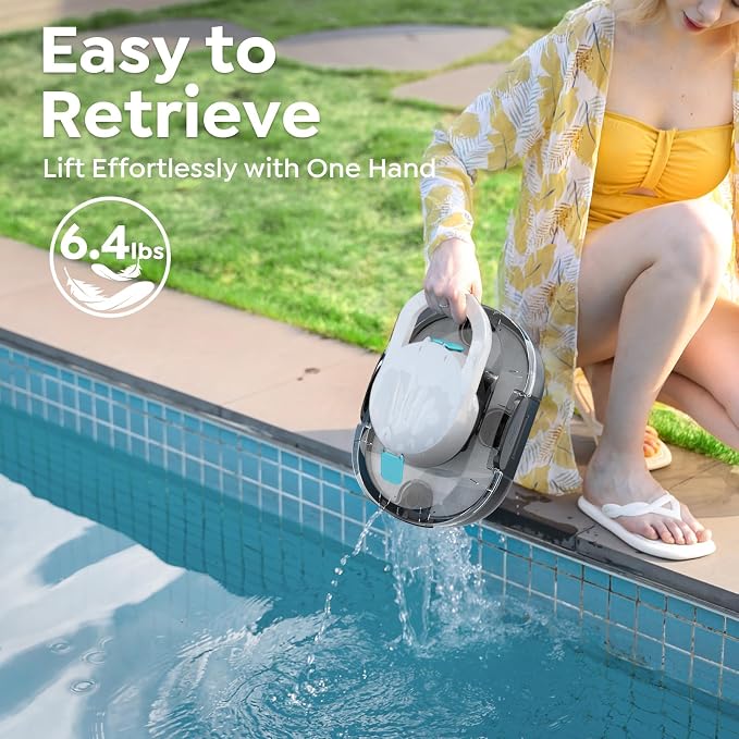 S1 Pro Cordless Robotic Pool Cleaner, 130-Min Runtime, Cleans Up to 1,292 Sq.Ft, Dual-Motor Pool Vacuum, Automatic Cleaner with Large Filter Basket, Fast Charging & Self-Parking (Phantom White)