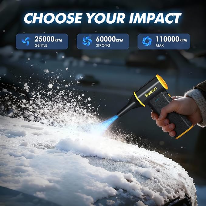 Electric Air Duster - 110,000 RPM Compressed Air Duster, 120W Cordless Air Blower for Computer Keyboard，House, Outdoor & Car, 3-Speed Rechargeable Mini Turbo Fan, Type-C Fast Charge (X113)
