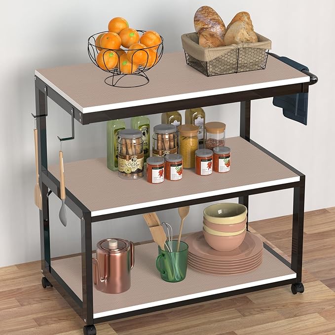 Beige Shelf Liners for Kitchen Cabinets Non Adhesive Drawer Liner for Bathroom Waterproof Refrigerator Liners for Shelves Fridge Plastic Mats Cabinet Cupboard Liner 17.5 x 236.2 Inches
