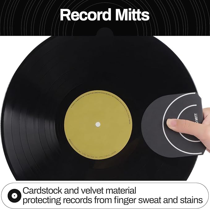 Vinyl Record Cleaning Kit Cleaner Player Cleaning Accessories Album Care Velvet Anti Static Carbon Fiber Stylus Brush Rubber Blower Record Mitts Storage Bag (7-in-1 Vinyl Record Cleaning Kit)