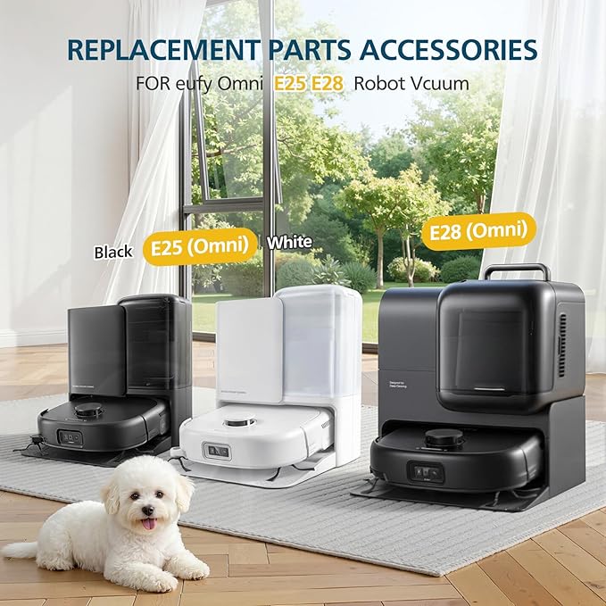E25 E28 Accessories for eufy E25 / E28 Robot Vacuum, Replacement Parts Include Dual Main Roller Brushes, 2*Mopping Rollers, 6*Side Brushes, 4*HEPA Filters, 6*Dust Bags, 1*Cleaning Tool