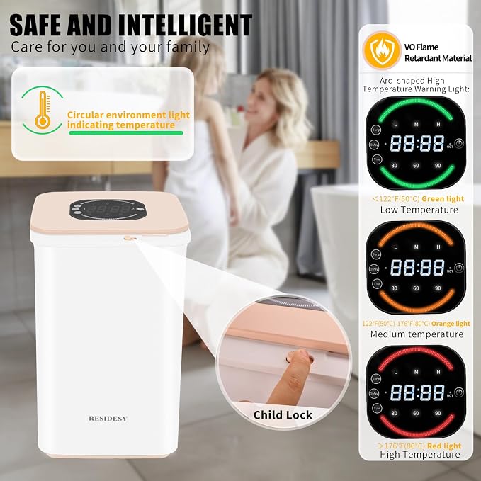 Large Towel Warmer Bucket, 20L Electric Hot Towel Warmer for Bathroom, Spa, Salon, Luxury Freestanding Towel Heater with Timer, Delay Start & 3 Temp Settings