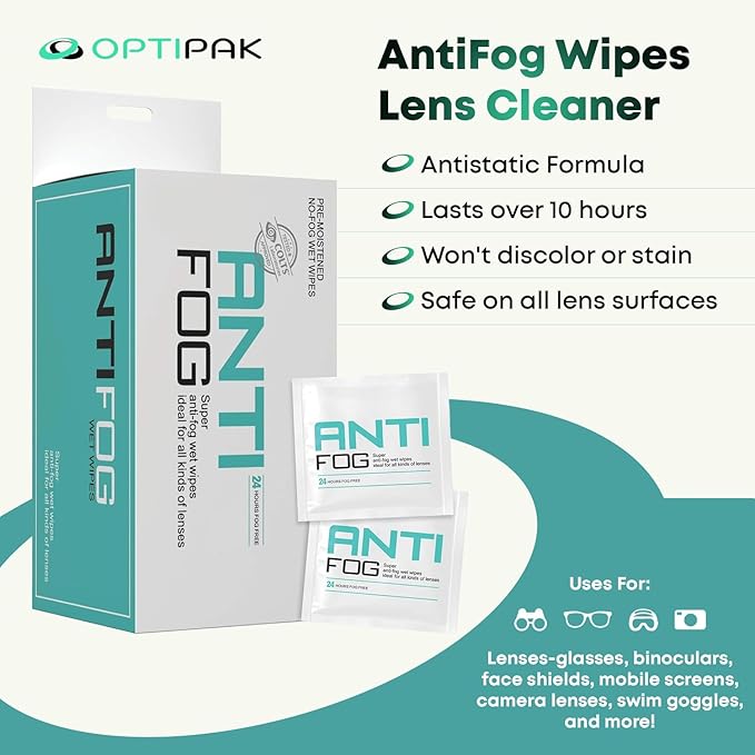 Anti-Fog Pre-moistened Wipes for Glasses, Binoculars, Face Shields, Ski Masks or Swim Goggles - Prevents Fogging on Plastic Eyeglasses, Mirrors & Lenses (350pk 3count)