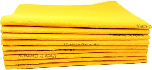 100 Pack Extra Large Original German Shammy Cloths Chamois Towels Super Absorbent for Pets, Parenting Tool Cleaning for Home and Commercial Use Wholesale Bulk (Orange)