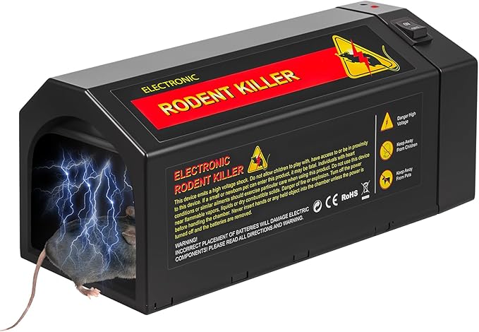 Electric Mouse Trap Zapper Powerful Rat Traps Indoor for Homes with Anti-Escape Door, Effective & Reusable Humane Rodent Zapper Electric Mice Trap Shock Killer for Home Kitchen Garage,No Touch, Black