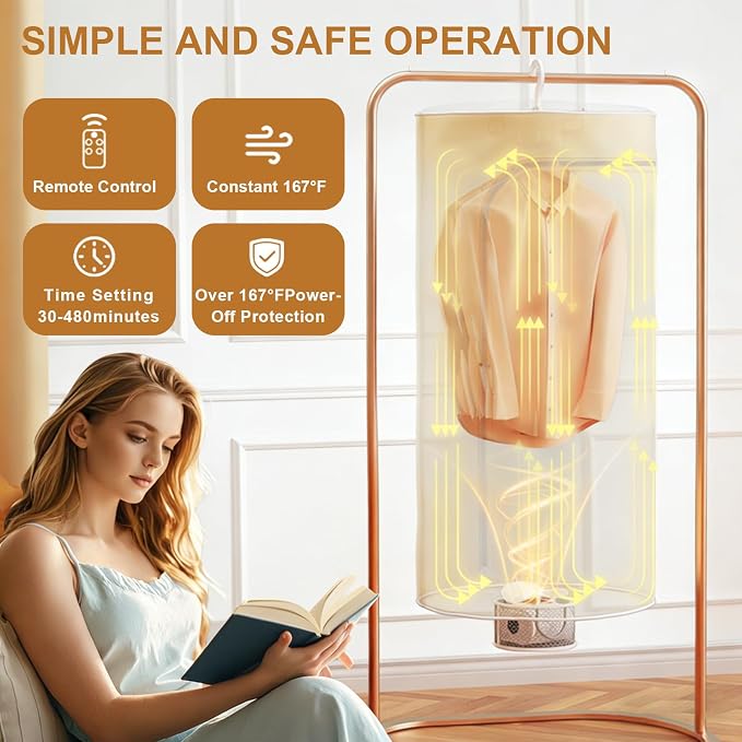 3-in-1 Multifunctional Portable Dryer for laundry Clothes Dryer, Boot Dryer, With Time Setting、Remote Control, Laundry, Apartments, RV, Travel, Low noise、Energy Saving