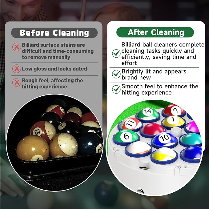 Upgrade Billiard Ball Cleaning Machine, Pool Ball Polishing Cleaning Machine, Automatic 16 Ball Pool Ball Washer & Polisher with Powerful 180W Motor, for American Style Billiards 110V