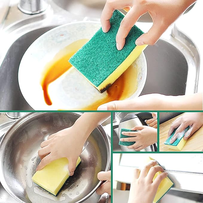 Individually Wrapped Sponges, Kitchen Dishwashing Sponge Bulk, Non Scratch Dishes Scouring Pad Dishcloth, Odor-Free Sponge Wipes for Household Cleaning Dishes Travel Apartments (600 Pack)
