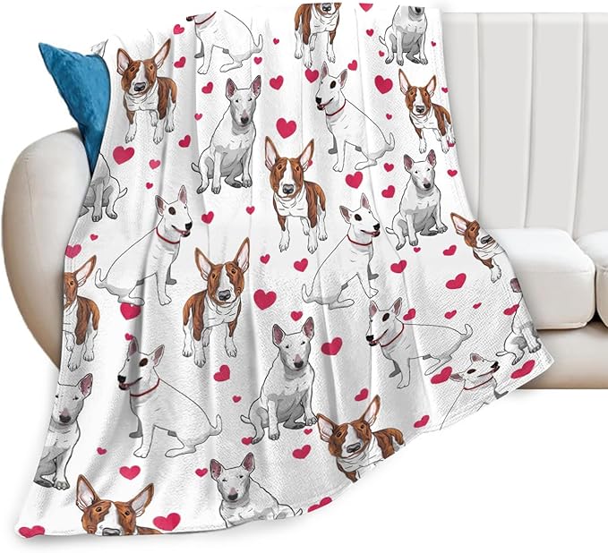 Tijuboni Bull Terrier Throw Blanket Dog Gifts for Girls Boys Women Men Kids Adults Soft Flannel Fleece Blanket for Couch Sofa Bed Home Decor 40"x50"