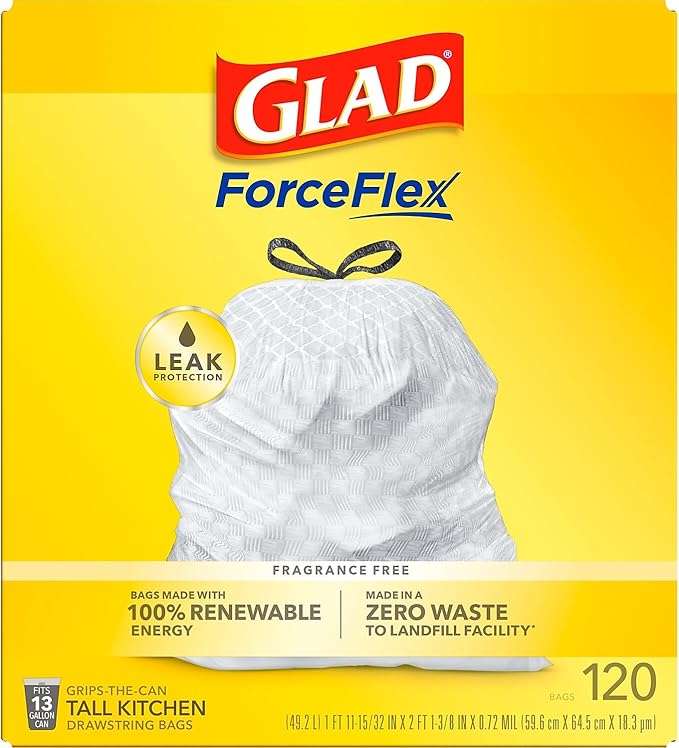 CLO78564 - Glad ForceFlex Tall Kitchen Drawstring Trash Bags