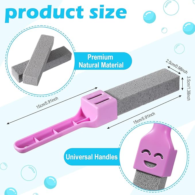 Outus 48 Pack Pumice Stone for Toilet Cleaning with 6 Reusable Handles, Powerful Pumice Cleaning Sticks for Toilets, Tubs, Sinks, Grills and Pool Tiles, Effectively Removes Hard Limescale