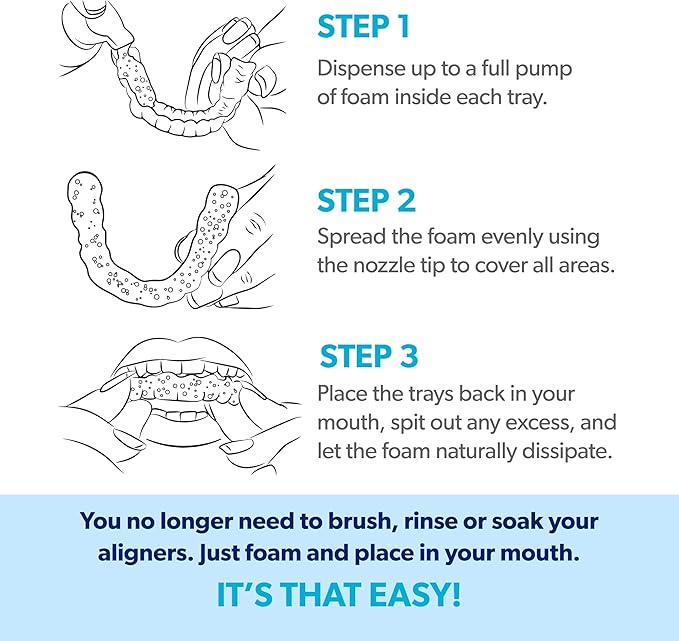EverSmile AlignerFresh Original Clean Foam – Cleaner Compatible w/Invisalign and All Clear Aligners & Retainers – Eliminates Bacteria, Whitens Teeth, Fights Bad Breath – 25ml (1 Pack)