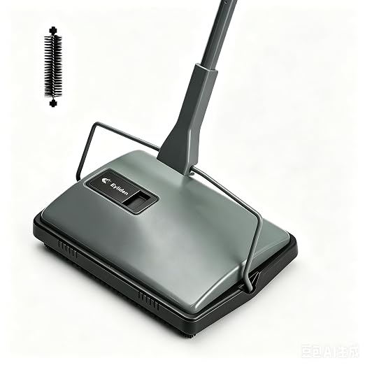 Eyliden X-Large Carpet Sweeper - Quiet Manual Sweeper for Carpets & Rugs | 1 Extra Refill Roller Brush, Non-Electric, Hand Push, Quietly Cleans Debris and Messes, Restaurant Roller Broom, Mint
