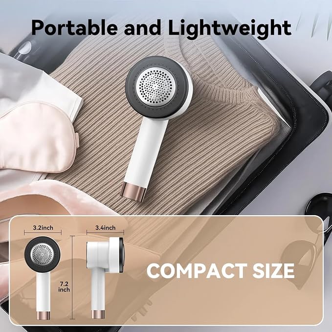 2 Pack Rechargeable Fabric Shaver Combo: LED Display, 3 Speeds Control and 6-Leaf Blades, Portable Lint Shavers to Remove Fuzz Ball Pilling from Sweater Furniture, Pink+White