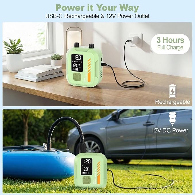 Electric Paddle Board Pump Portable, 22 PSI Rechargeable Electric SUP Air Pump, Intelligent Dual Stage Inflation & Deflation, Auto-Off, for Paddle Boards, Kayak, Kite, Tent