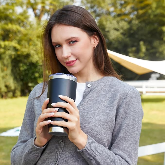 MEWAY 30oz Insulated Tumbler With Lids and Straws,Stainless Steel Double Vacuum Coffee Tumbler Cup, Brush, Durable Powder Coated Coffee Cup for Cold & Hot Drinks(Black,8 PACK)