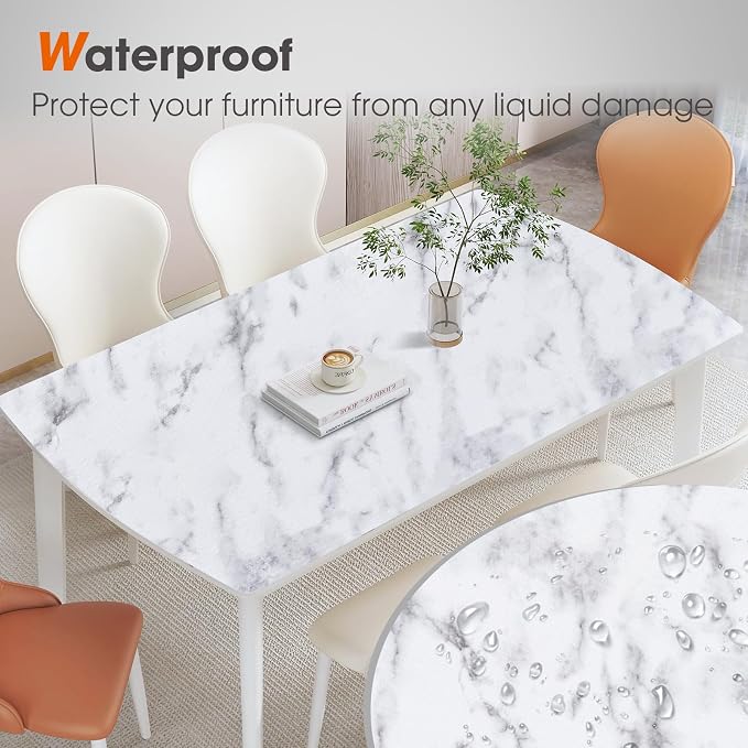 Drawer and Shelf Liner, Non-Slip Kitchen Cabinet Liners Non-Adhesive Thick Strong Grip Waterproof Washable Mats Protect Dresser Shelves Cupboard Bathroom Cabinets, White Marble, 12 in X 10 FT