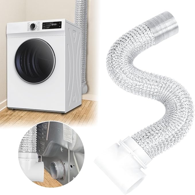 Dryer Vent Connector Kit, 4" Dryer Vent Hose for Tight Space with 90 Degree Elbow, 9.84FT Aluminum Exhaust Flexible Hose, Sealing Tap, Silver
