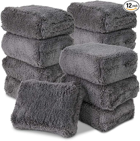 Liquid X Premium Grade Large Plush Microfiber Applicator Pads - 5" x 3" (12 Pack)