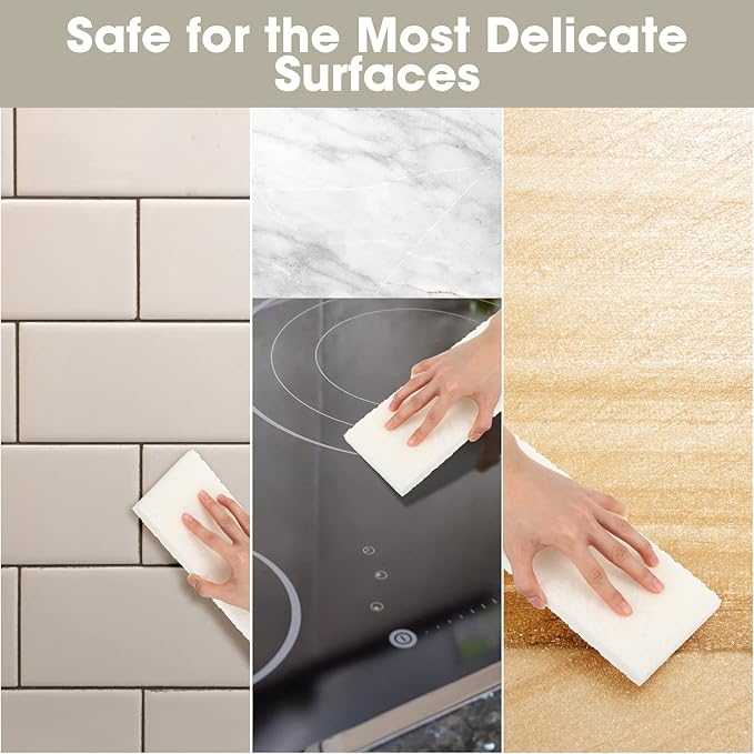 40 Pieces Non Scratch Scrubbing Pad Reusable Kitchen White Dish Scrubber Scouring Sponge Pads Multi Purpose for Kitchen Household Cleaning Supplies, 10 x 4 Inch