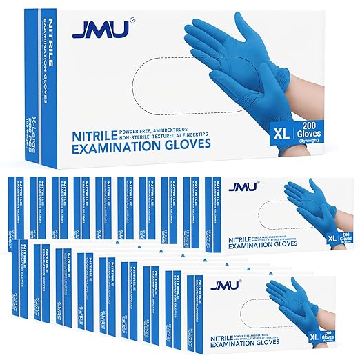 JMU Nitrile Exam Gloves XL, 3.5 Mil, Powder-Free, Latex-Free, Disposable Medical Glove, Blue, 4000 Count