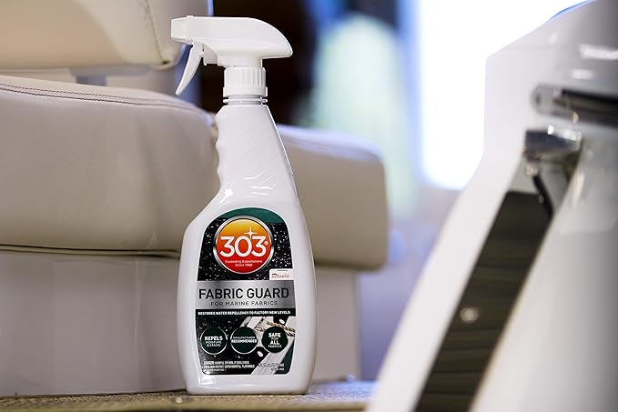 303 Products Marine Fabric Guard, Water Repellent Fabric Protector for Boat Covers, Canvas & Marine Fabrics – Restores Water & Stain Resistance, Safe for All Fabrics, 32 oz (6 Pack)