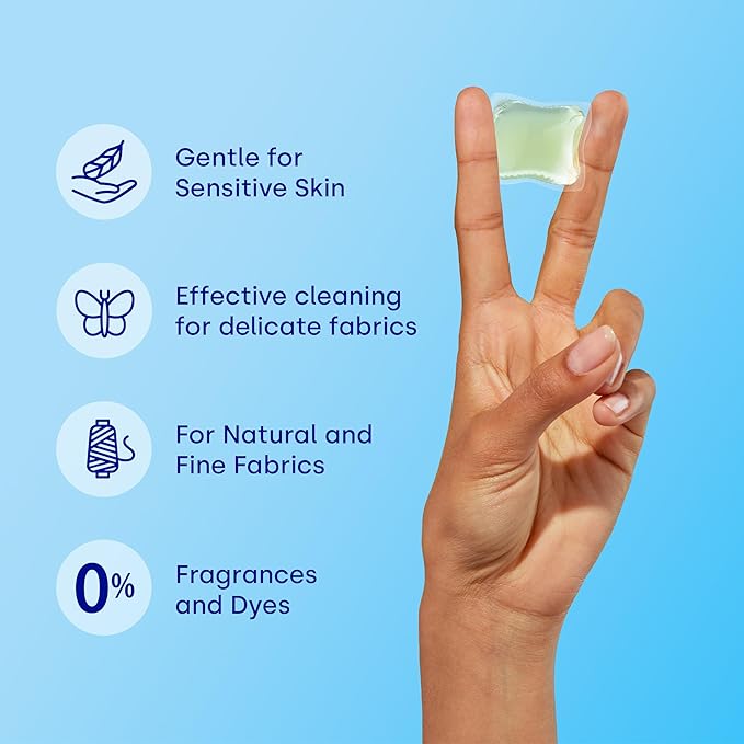 Dropps Sensitive Skin Laundry Detergent Pods, Unscented (36 Ct) - Hypoallergenic & Dermatologist Tested | Free & Clear | Laundry Pods for Sensitive Skin | Clean Ingredients | Plastic Free Packaging