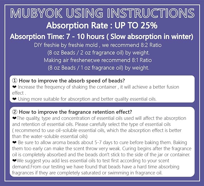 MUBYOK 12lb Premium Unscented Aroma Beads for DIY Car Freshies Eva Beads Bulk Supplies