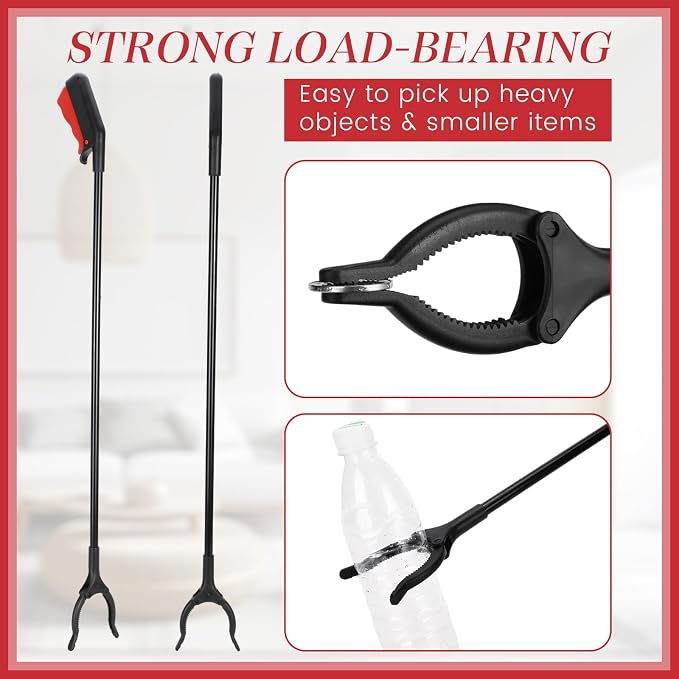 Norme 12 Pcs Grabber Reacher Tool Bulk, 31.5" Long Handle Trash Picker for Elderly Assist, Lightweight Handy Aid Nonslip Claw Grabber for Arm Extension 360 Rotating Pickup Stick Outdoor Cleanup Tool