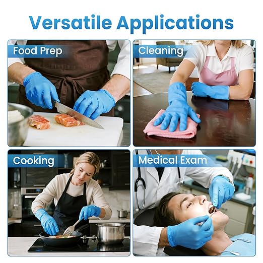 Borje Nitrile Exam Gloves Large, 100 Count Disposable Gloves, Blue, Latex-Free Powder-Free, Food Safe, Cooking, Cleaning