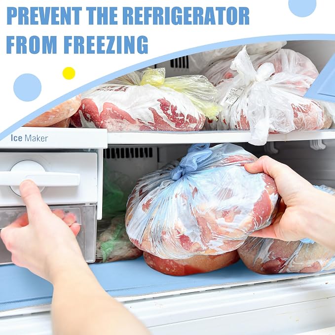 Blushtier 4 Pcs No Frost Anti Ice Freezer Mat Refrigerator Liners Washable Refrigerator Mats Blue Fridge Mats Fridge Accessories for Refrigerator Deep Freezer(17.7 x 5.7 Inch)