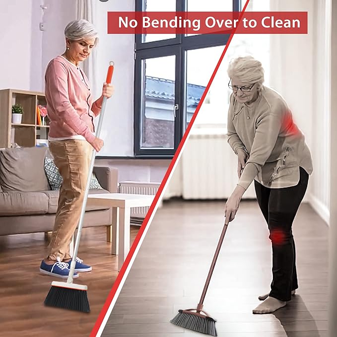 JEHONN Broom and Dustpan for Home; Dust Mop for Floor Cleaning