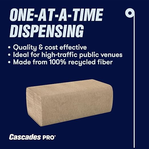 Cascades PRO Select Multifold Paper Towels Bulk- Universal Fit for Dispensers - Commercial Bathroom Kitchen Towel - 250 Sheets/pack, 16 Packs/Box - H175- Natural Brown