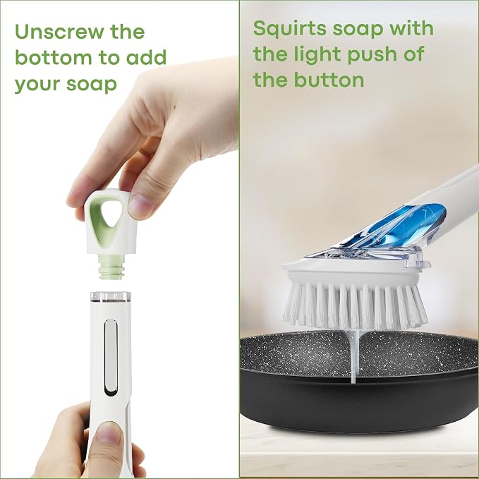 Dish Brush with Soap Dispenser + Brush Refills