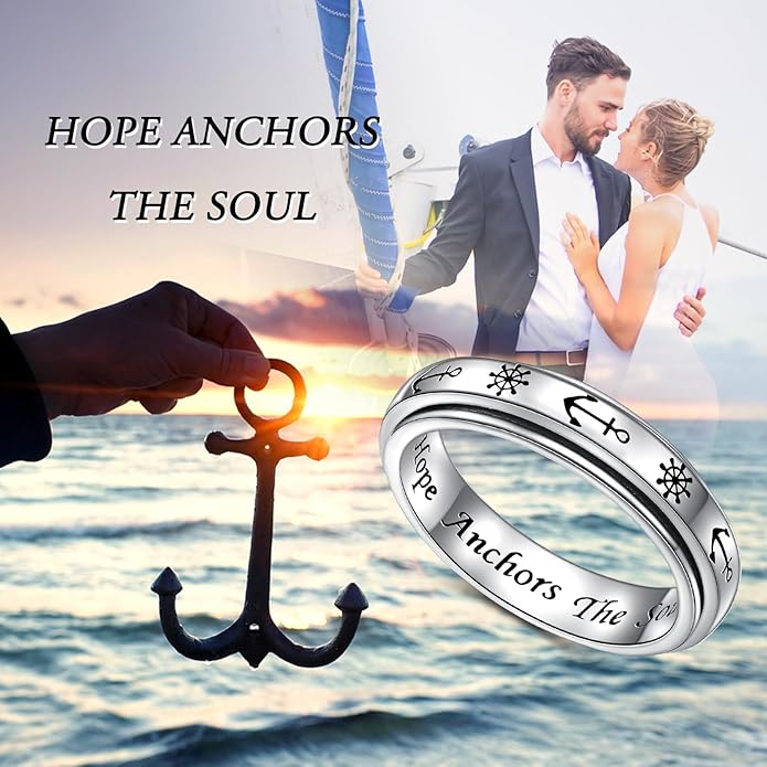 Ladytree Spinner Fidget Anxiety Ring,925 Sterling Silver Stress Relief Worry Ring,Platinum Plated ADHD Autism Jewelry,Birthday Mom Gift for Women