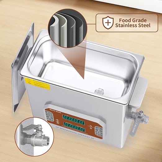 SOUTH BASE Ultrasonic Cleaner,6L Sonic Cleaner with Cleaning Basket,Timer&Heater,180W Touch Control Ultrasonic Cleaning Machine for Cleaning Gun,Jewelry,Eyeglasses,Chain