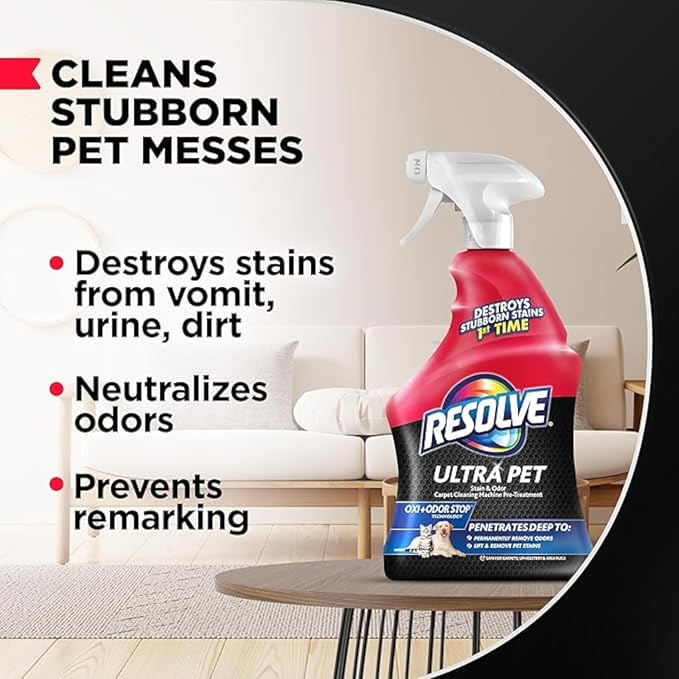 Resolve Ultra Stain and Odor Remover for Cat, Dog and Pets, 32 Fl Oz bundled with Microfiber Cloth