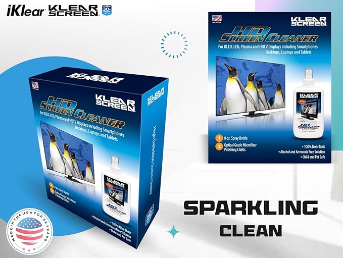Electronic Cleaner Kit for iPhones and LED TVs - 8 oz. Spray Bottle, Large Microfiber Chamois Cloth, and Large Microfiber Terry Cloth for Crystal-Clear Screens and Brilliant Displays