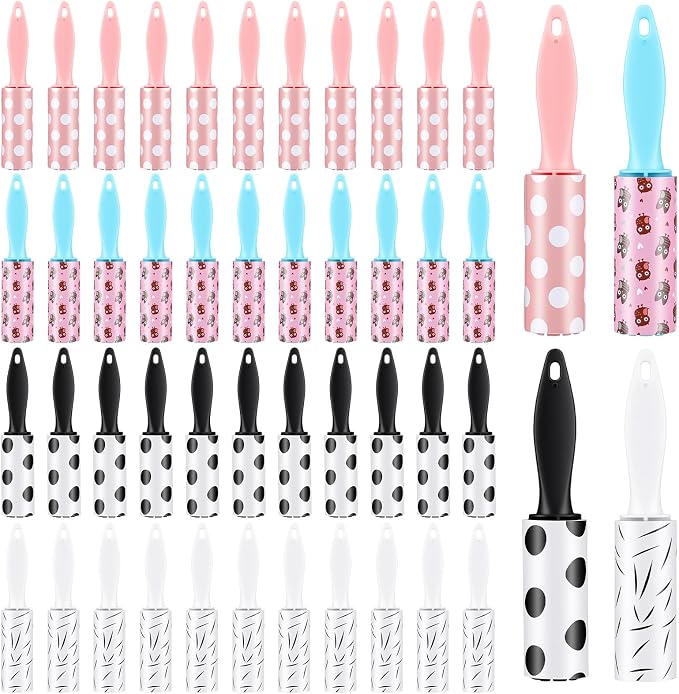 48 Pcs Bulk Mini Lint Roller for Pet Hair and Clothes Lint Roller Travel Size Removers Sticky Removing Tool for Travel, Gift Bags, Furniture, Car Seat