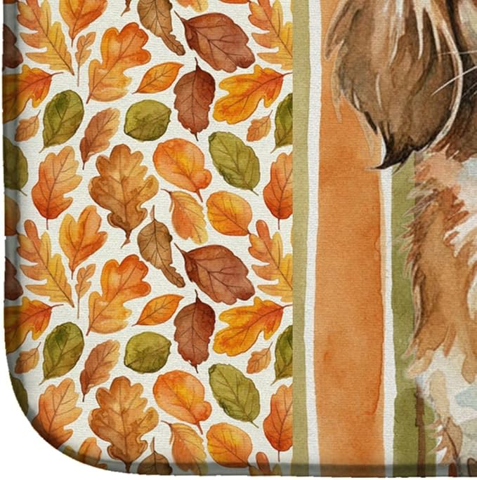 Caroline's Treasures Tibetan Spaniel Heirloom Fall Dish Drying Mat Absorbent Dish Drying Mat Pad for Kitchen Counter Dish Drainer Mat for Countertop, 14 x 21", Multicolor