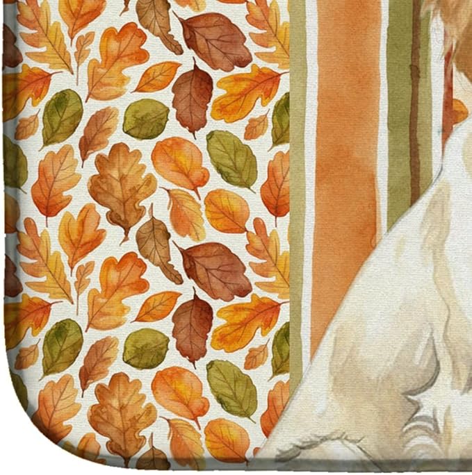 Caroline's Treasures Lemon Belton English Setter Heirloom Fall Dish Drying Mat Absorbent Dish Drying Mat Pad for Kitchen Counter Dish Drainer Mat for Countertop, 14 x 21", Multicolor
