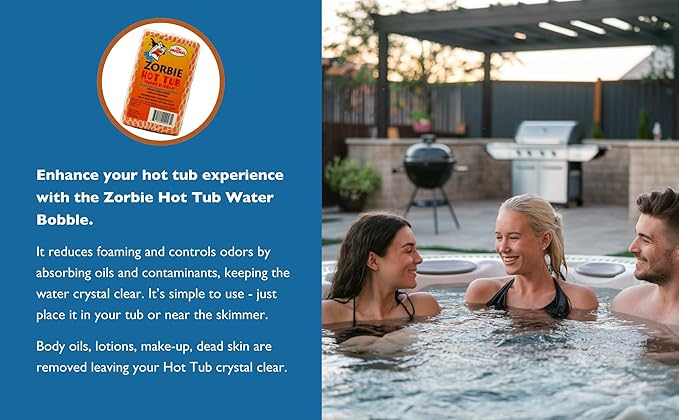 Water Bobble Hot Tub Oil Scum Absorber - Scum Absorbing Sponge for Spas and Hot Tubs - Naturally Cleaner Water with Spa Sponges for Hot Tubs - Orange Floating Bobble with String - 2 Pack