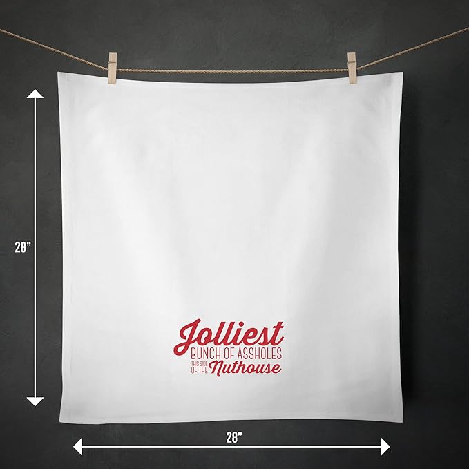 Jolliest Bunch of A-Holes Funny Christmas Movie Kitchen Towel
