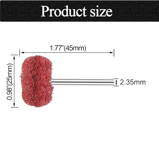 100pcs 1"" Abrasive Wheel Buffing Polishing Wheel Set for Rotary Tool, with 2.35mm Shaft for Rust Removal Deburring Metal Polishing Red 320#